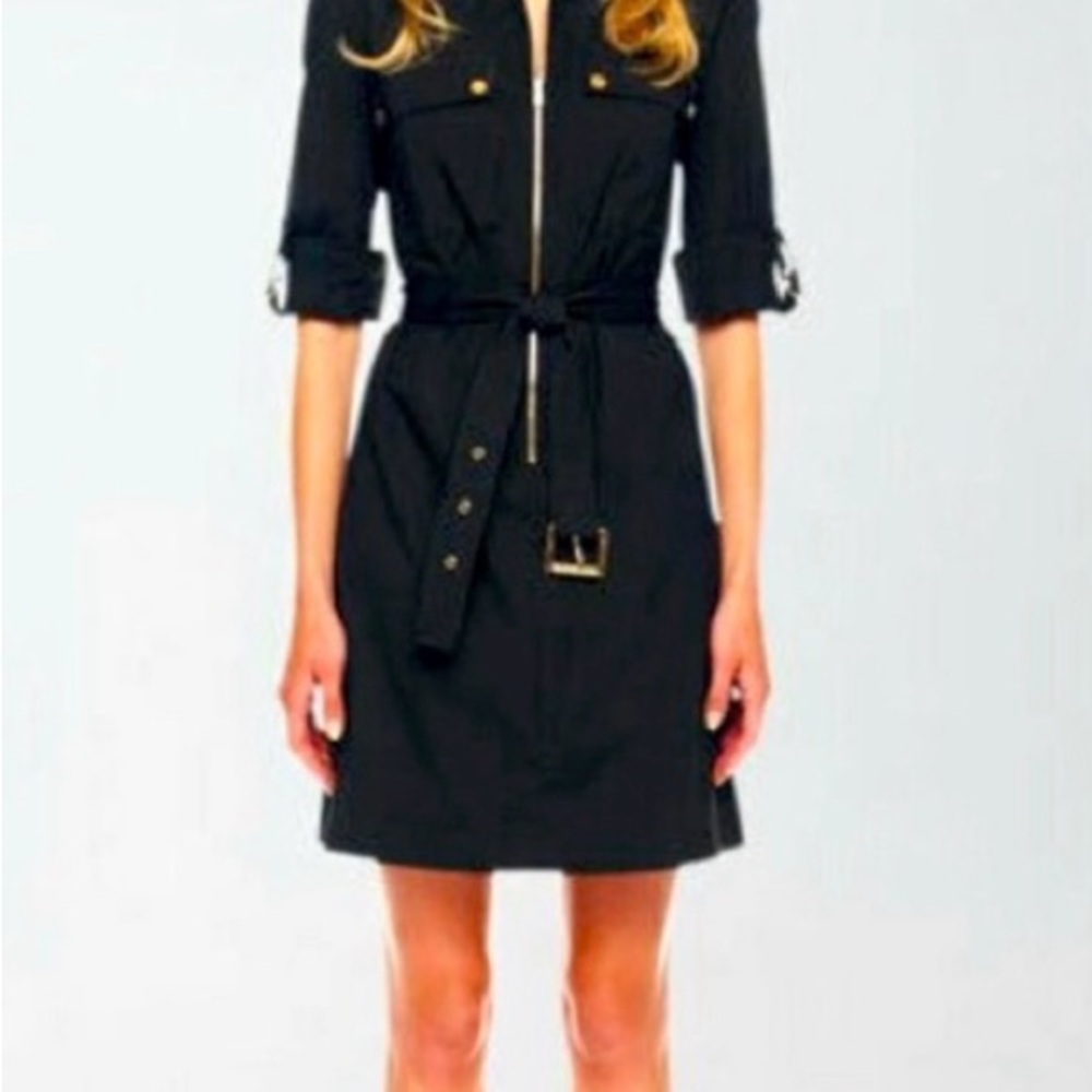 Elegant Black Belted Dress
